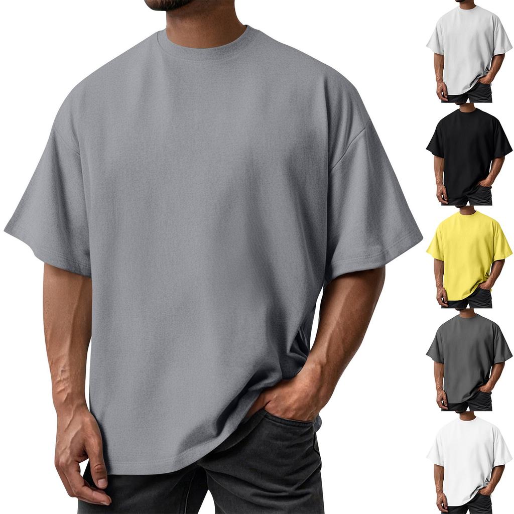 Мужская летняя однотонная футболка с круглым вырезом из хлопка с ледяным эффектом, спортивная повседневная свободная футболка с коротким рукавом и защитой от солнца