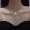 Sterling Silver 925 Sika Pearl Tassel Necklace - Elegant Women's High-End Clavicle Chain