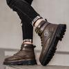 2025 Новые мужские ботинки с высоким верхом на толстой подошве, противоскользящая рабочая обувь, модные многофункциональные уличные винтажные мужские ботильоны на платформе
