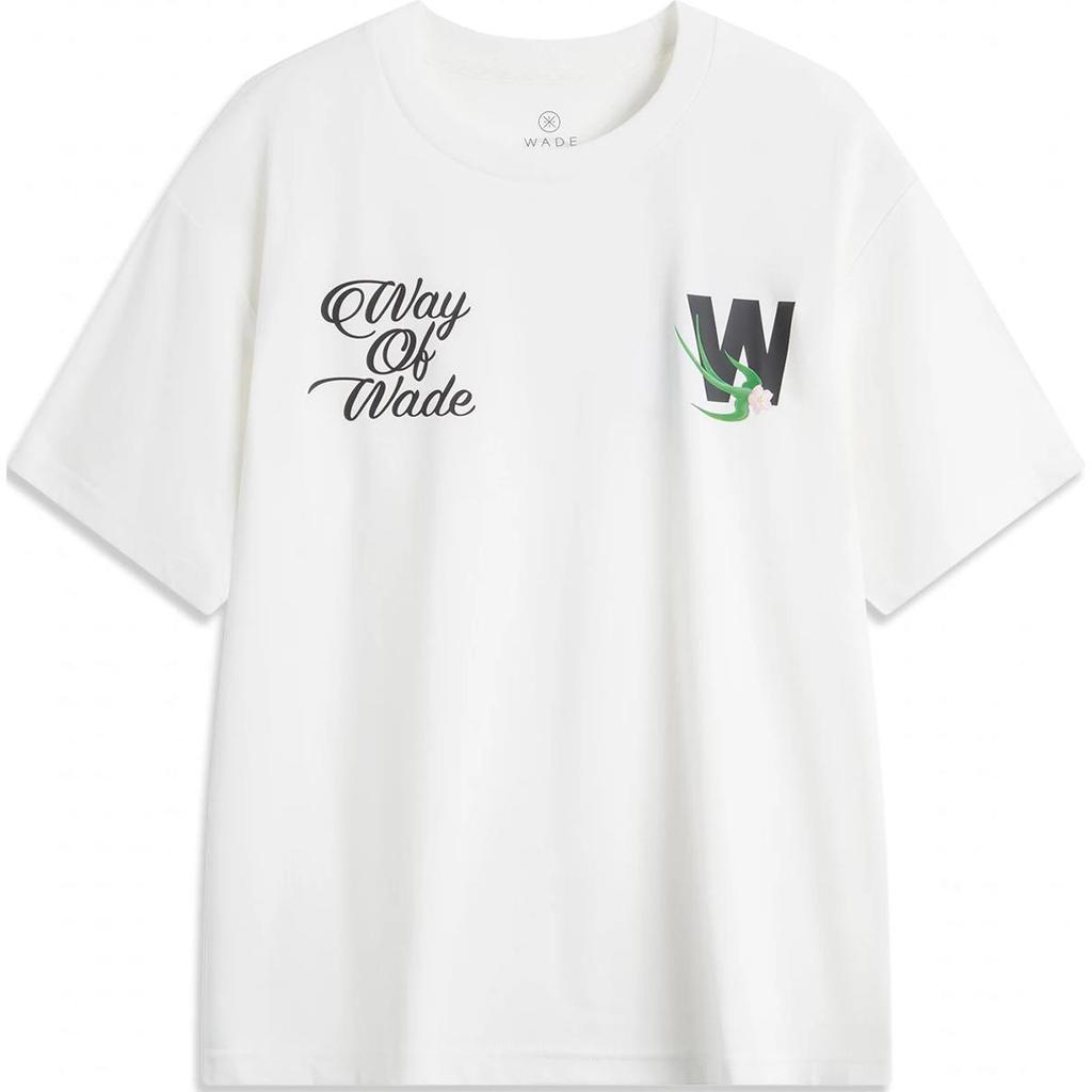 Li-Ning Футболка с круглым вырезом и принтом Wade Series, удобная, дышащая, с коротким рукавом, мужская, цвет не совсем белый AHSUB23-2