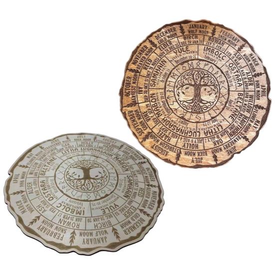 Wall Decor Sign Wheel of The Year Wood Sign Round Tree Calendar
