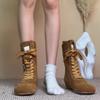 Fashion Autumn New Low Heel Single Boots Women's Fashion Round Head Suede Front Lace-up Anti-slip Wear-resistant Short Boots