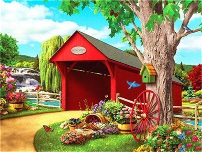 Наборы для алмазной живописи, пейзажные стразы, 5D Алмазная вышивка, вышивка крестом, дом, мозаика, вышивка крестом, ремесло