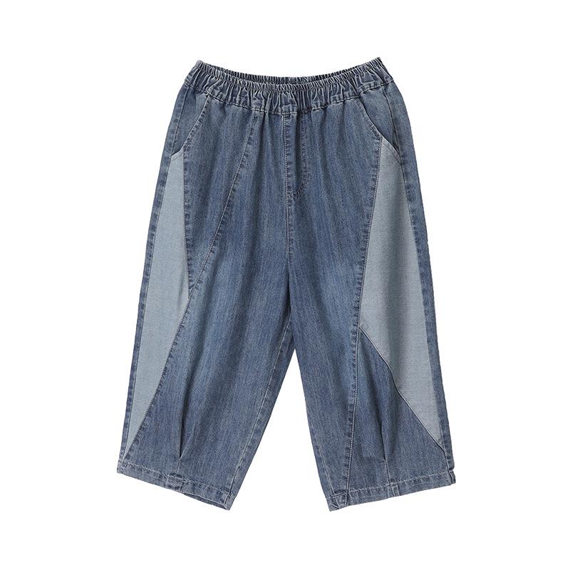 2025 Летние Женские Повседневные Свободные Джинсовые Шорты с Цветными Блоками