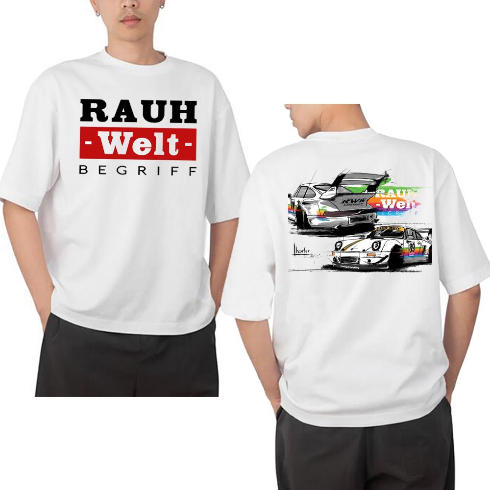 RAUH Welt BEGRIFF T Shirt RWB 993 964 JDM Tuning Car Classic T-Shirt Men Short Sleeve Japan Hip Hop Boy White Casual Tees Tops