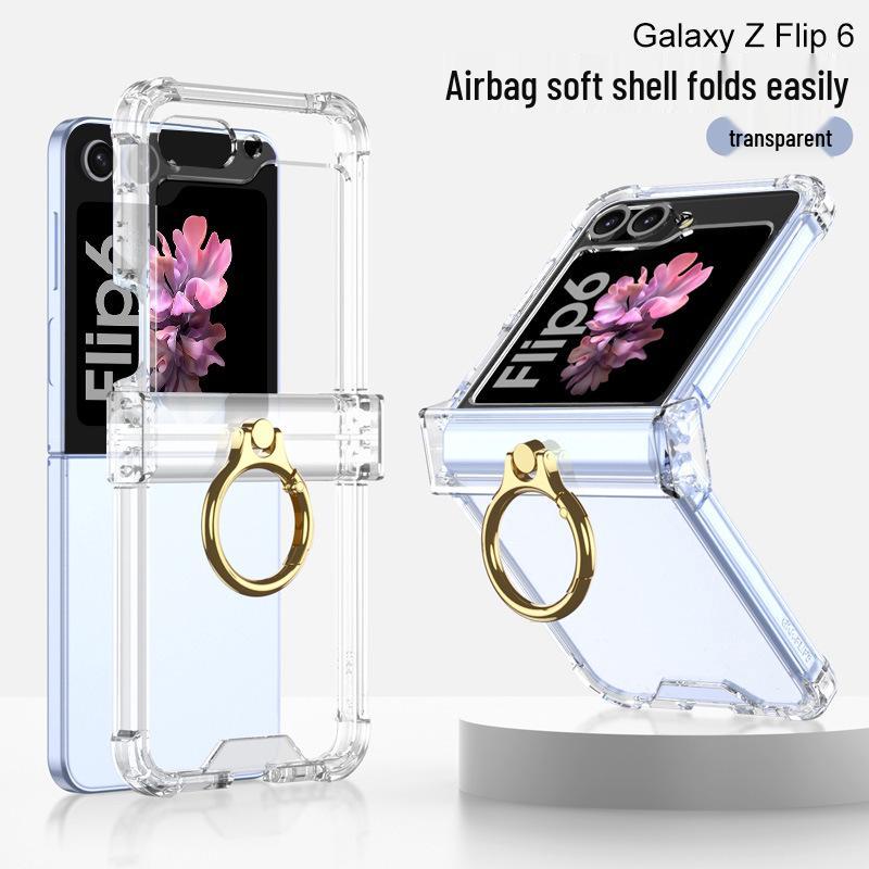 Защитный чехол Samsung Z Flip6 с кольцом-держателем на шарнире, Полное покрытие, Защита от падений. Подходит для мужчин и женщин.