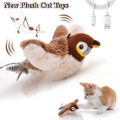 Интерактивные игрушки для кошек Catnip Electric Pat Bird (с кошачьей мятой) Собака Кошка Сенсорный Писклявый Мягкая Игрушка Питомец USB Перезаряжаемый