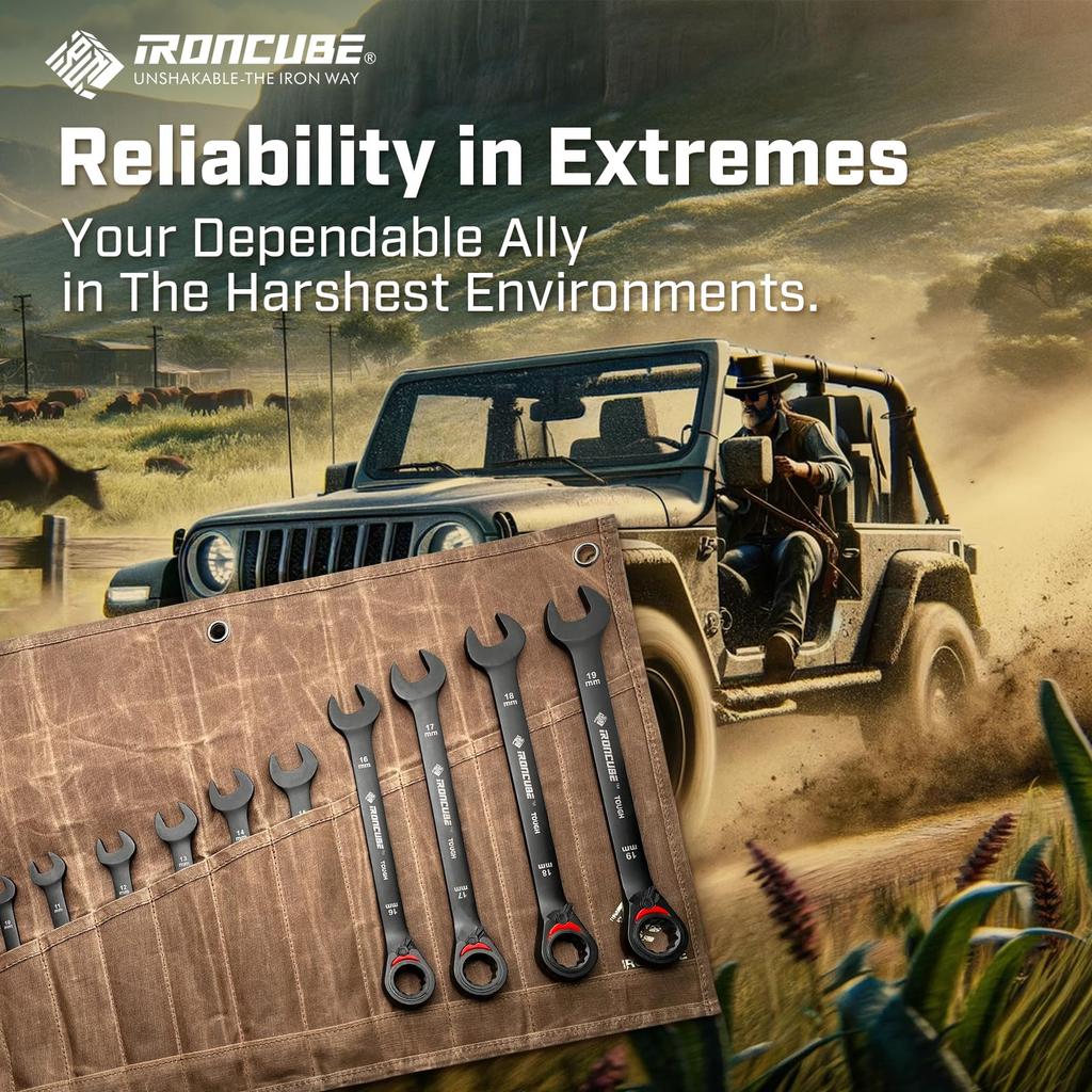 Ratchet Wrench for DIY Convenient Reversible Wrench Set Tough Black Finish Steel by Includes Wax Perfect Day Gift 72-tooth Mechanics, Storage