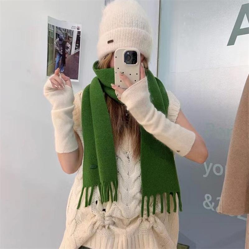 New Winter High end October Siege All Match Solid Color Wool Scarf for Women Thickened Warm Long Scarf
