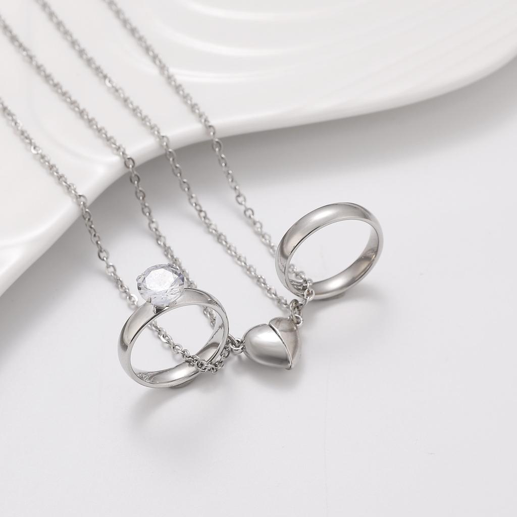 Новое ожерелье-подвеска с кольцом для пары в стиле INS, магнитное притяжение, шарм в форме сердца, цинковый сплав, цветное, цепочка на шею, подарки на День святого Валентина