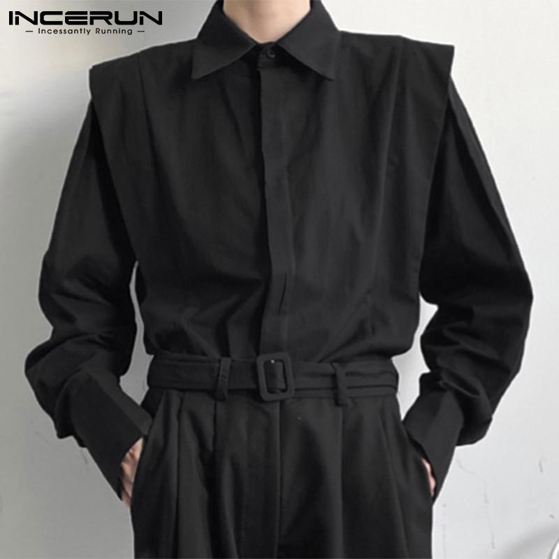 INCERUN Spring Ruffle OL Shirts with Long Sleeve Lapel Neck