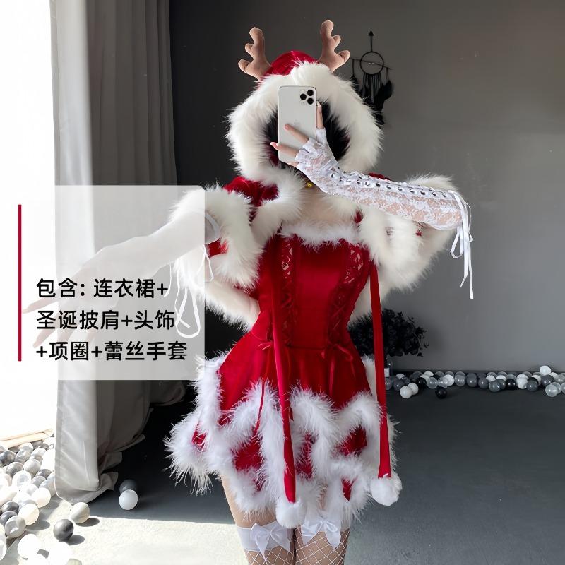 Halloween Costume Stage Red Hollow Bunny Sexy Uniform Seduction Female Servant Dress Christmas