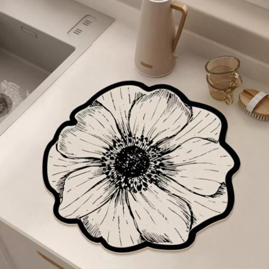 Подставка из диатомита в форме цветка, термостойкая, нескользящая, коврик для стола, быстро впитывающий воду, для кухни, обеденного стола, декоративный домашний декор