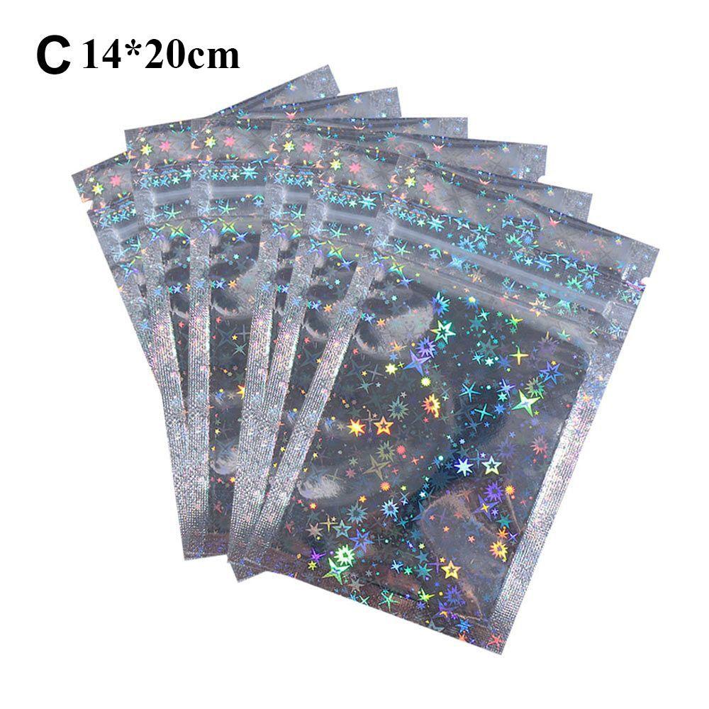 10Pcs Plastic Waterproof Zipper Packaging Bag Laser Reclosable Pouches Storage bags