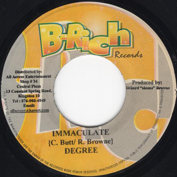 7-дюймовая пластинка GENERAL DEGREE / CHICO - Immaculate / More Strength NONE B-Rich Records Ямайка Регги, Ска и Даб Б/у