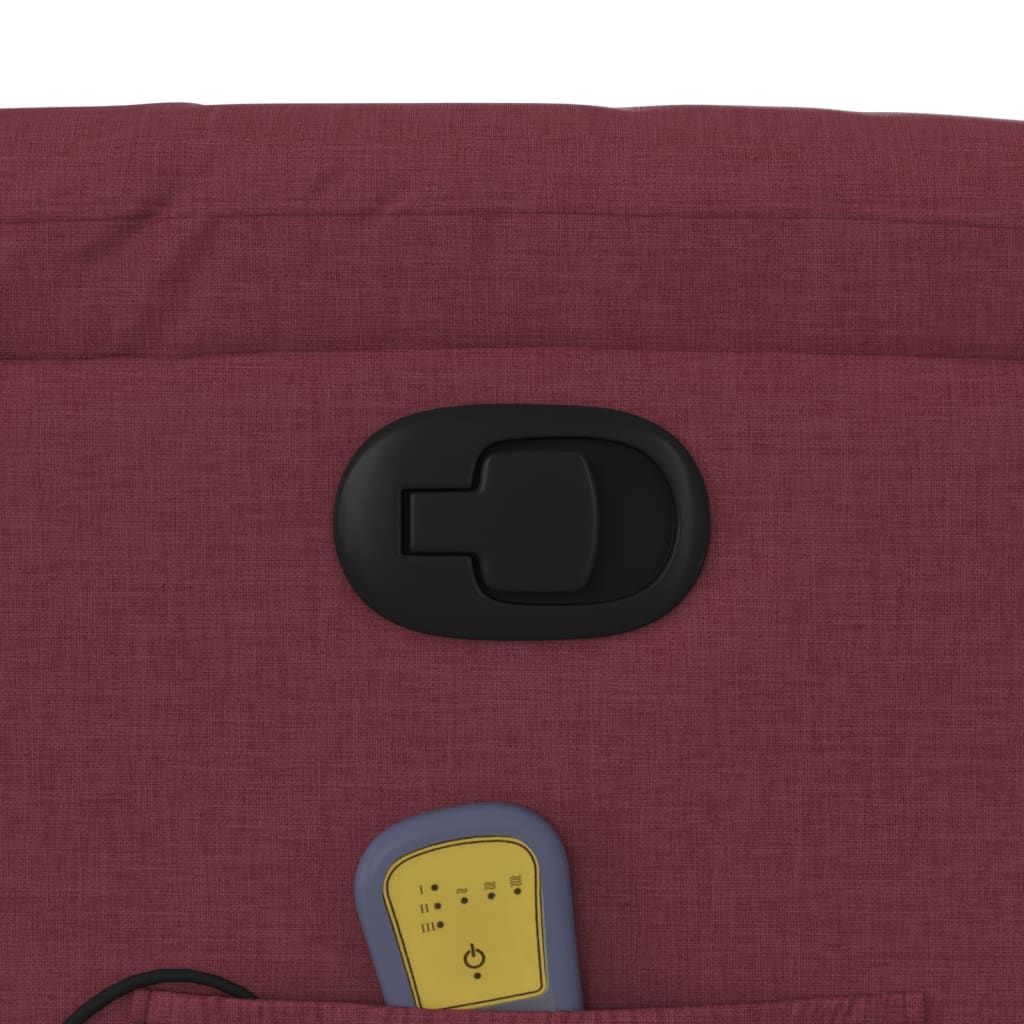 Massage Recliner with Rising Assistance Burgundy Fabric