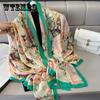 Light Luxury Print Scarf Elegant Thin Smooth Shawl Women's Imitation Silk Sunscreen Beach Towel