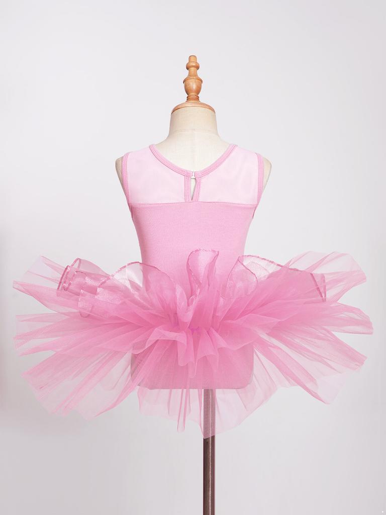 Детское балетное платье с пайетками для девочек, танцевальный костюм с шифоновым купальником, гимнастическое танцевальное платье