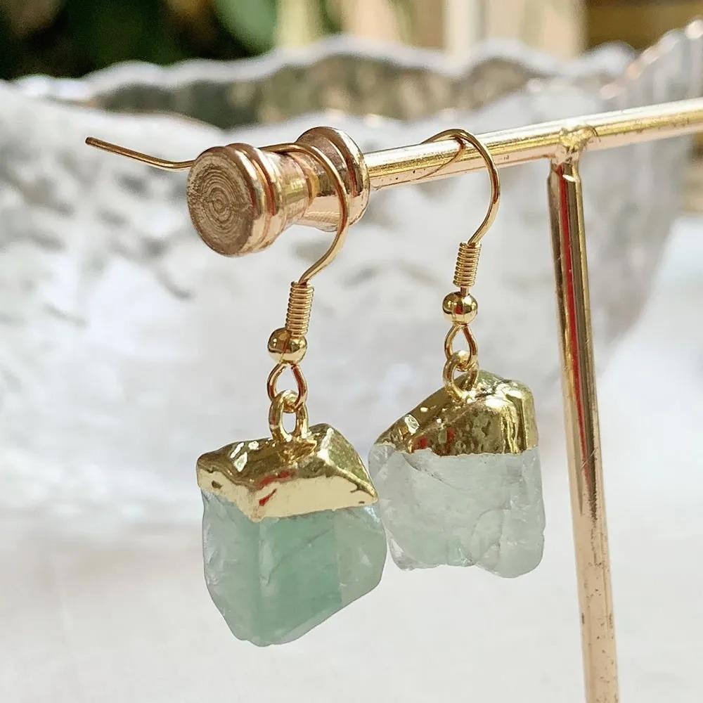 Exquisite Natural Irregular Gold Plated Crystal Sprout Pendant DIY Jewelry Findings Handmade Earring Necklace Making