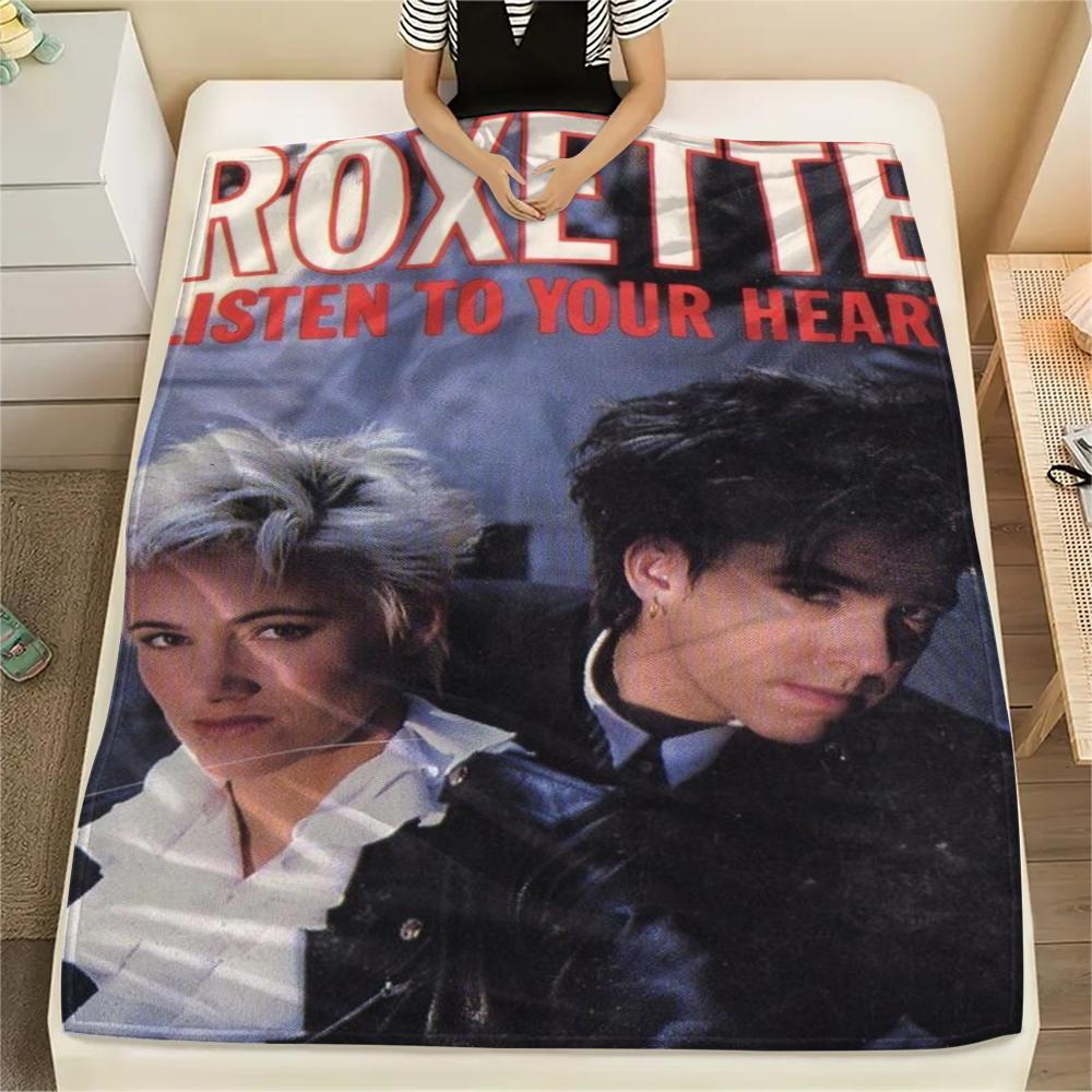 1PC Roxette Print Flannel Blanket, High quality Comfortable for All Seasons, Home Decor, Warmth and Comfort, Perfect for Christmas Gifts