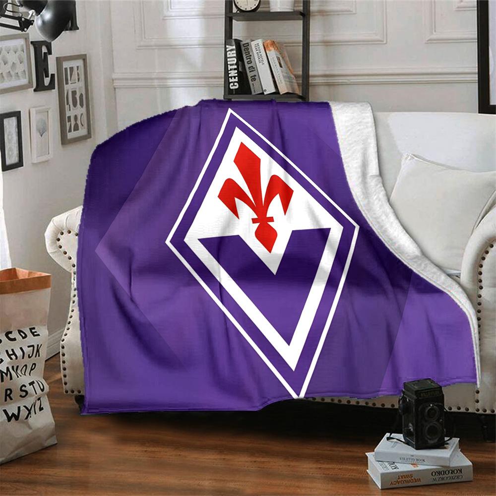Fiorentina Football Crest Flannel Blanket, Soft Polyester, Modern Design, All-Season for Camping, Travel, Gifts for holidays or birthdays
