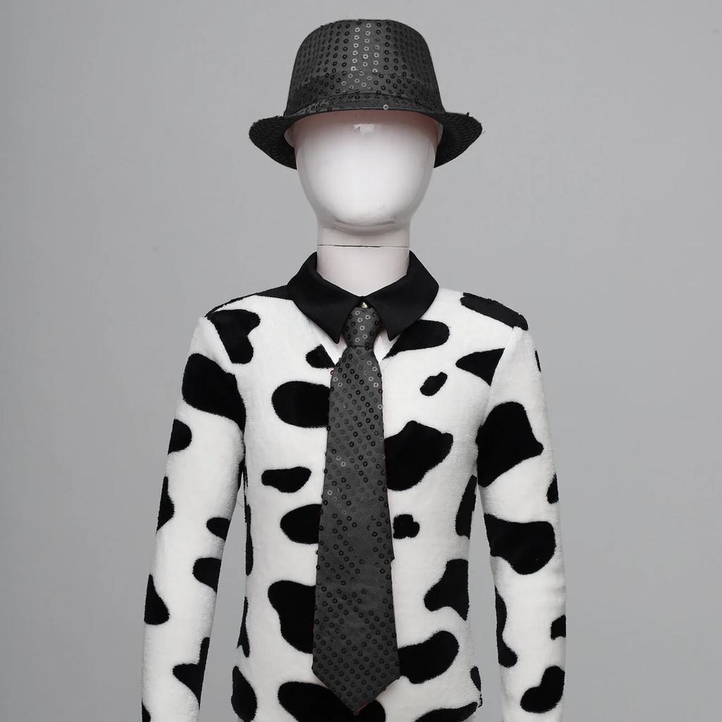 Детская шапка с блестками, галстуком, шапкой, перчатками, комплект из 3 предметов, танцевальные аксессуары, складная шапка, блестящий костюм, шапка для шоу, шапка для танцев, караоке, танцевальное шоу, сценическая магическая вечеринка