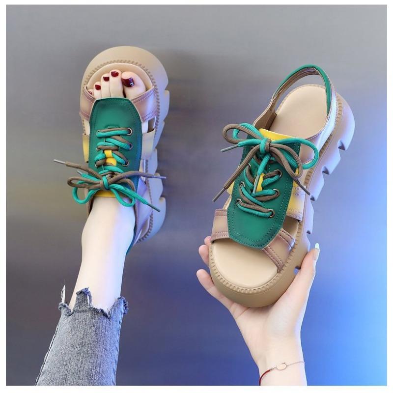 Сандалии Muffin Bottom Retro Roman Толстая подошва Женские повседневные сандалии