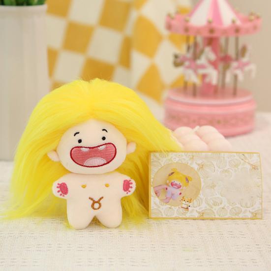 11cm Naked Doll Deciduous Toy Colorful Fluffy Hair Plushies Teeth 12-Constellation Unfinished Pretend Toy Cotton Stuffed