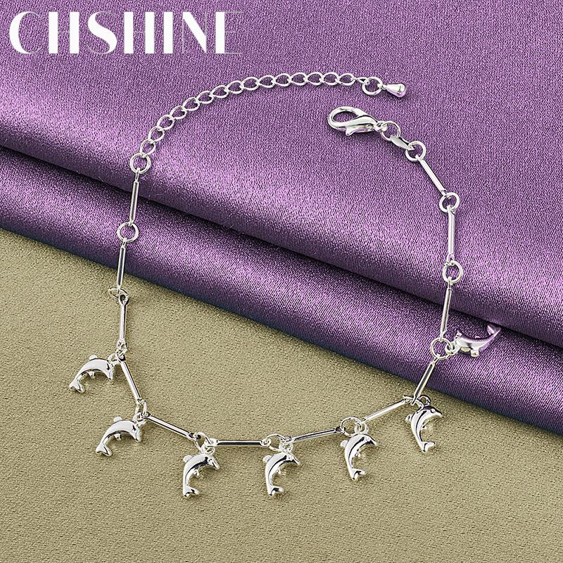 CHSHINE Новый браслет-цепочка с подвеской в виде дельфина из стерлингового серебра 925 пробы для женщин, для влюбленных, для вечеринки, модная бижутерия