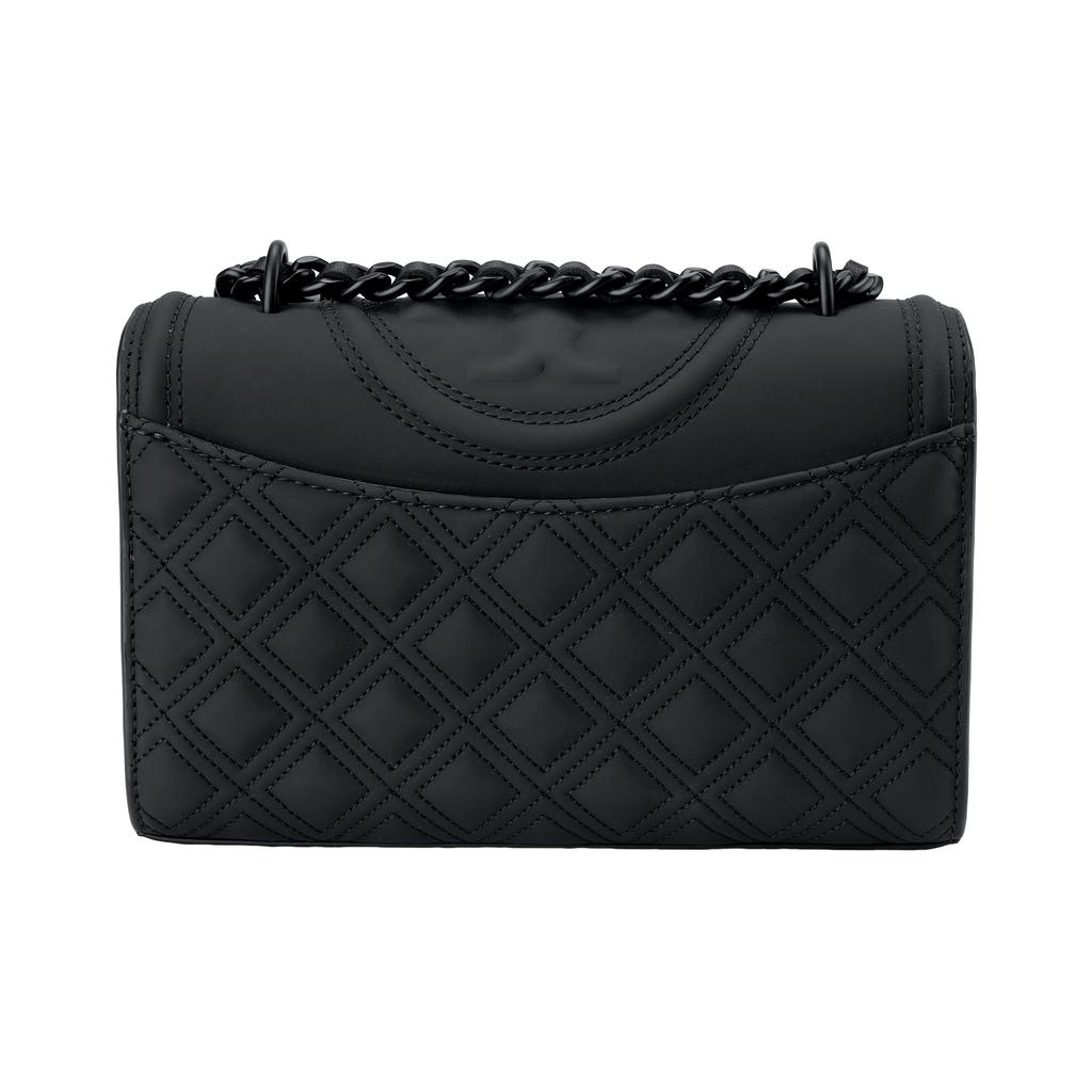 Tory Burch Fleming Solid Color Logo PU Tote Crossbody Shoulder Bag Small Women bags Black 82562-001