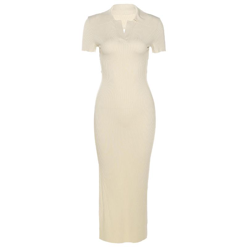 Женское платье-поло с V-образным воротником, длинные платья, модное новое элегантное модное уличное повседневное платье