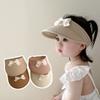Korean Baby Straw Caps Empty Top Visor Cap Trendy Bow Straw Hat  Summer