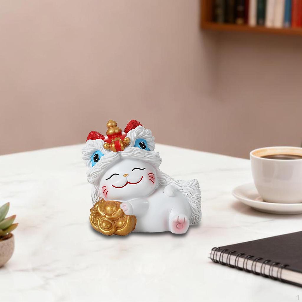 Миниатюрная фигурка Счастливого Кота, Скульптура Животного, Художественные Ремесла, Декоративное Настольное Украшение, Маленькая Статуэтка