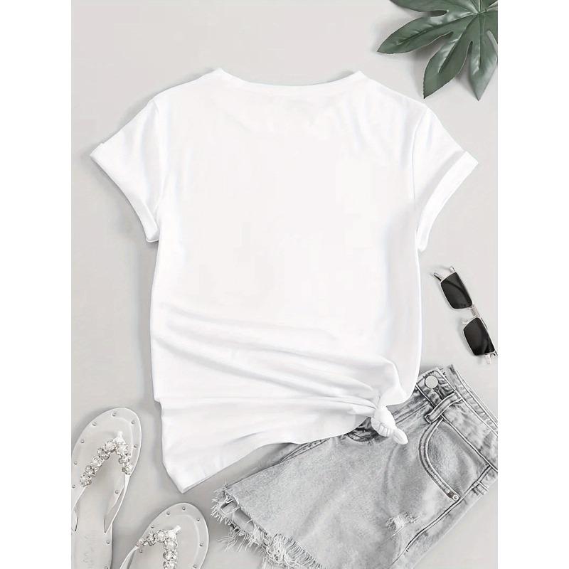 Женская повседневная футболка с коротким рукавом, европейский размер, с милым принтом собаки - Мягкая, эластичная, с круглым вырезом, можно стирать в машине, для всех сезонов