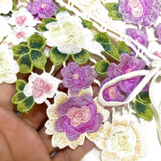 Ложный воротник с вышитым цветочным узором, регулируемая шнуровка, кукольная горловина, съемный отстегивающийся воротник-полуворотник