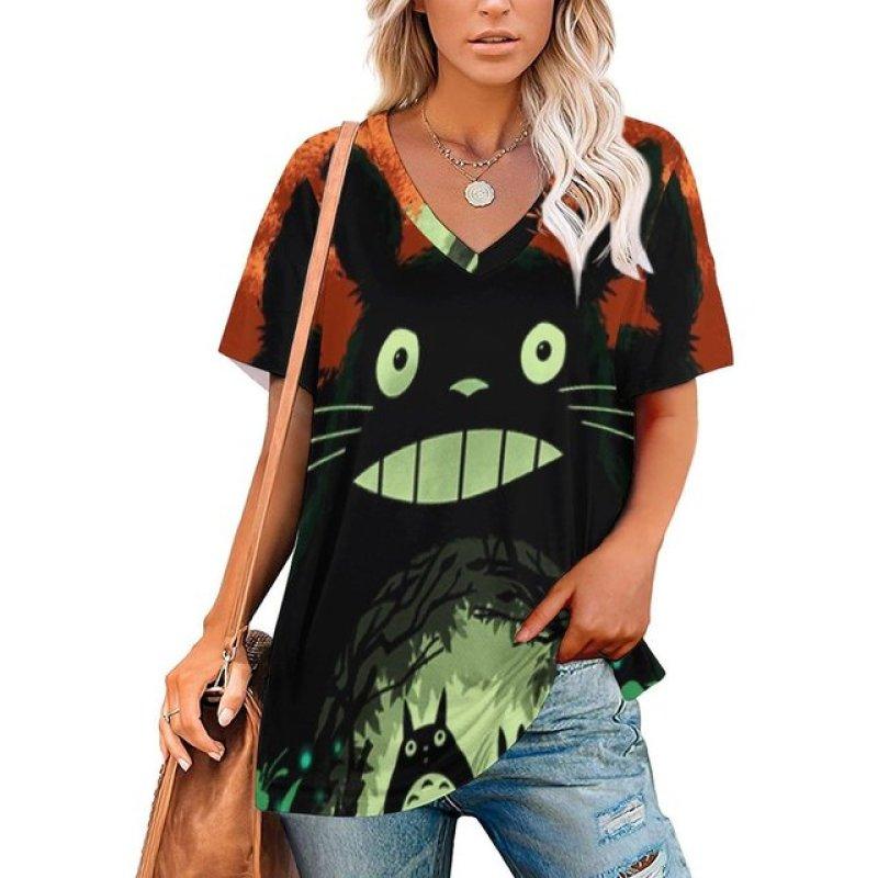 Fashion Women's Top Flowers Print T-shirt Short Sleeve Casual V-neck Tee 5xl Summer Female Holiday Oversized Women Pullover