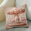 Pink Vintage Carousel Pattern Pillowcase Polyester Home Decor Cushion Cover For Bedroom