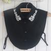 Women's Chiffon Shirt Collar Embroidered Nail Beads Versatile Fake Collar Water Diamond Decoration