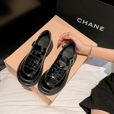 Баотоу плетеные сандалии женские весенне-летние полые туфли-клетка из свиной кожи на толстой подошве маленькие кожаные туфли сказочные ретро одинарные туфли