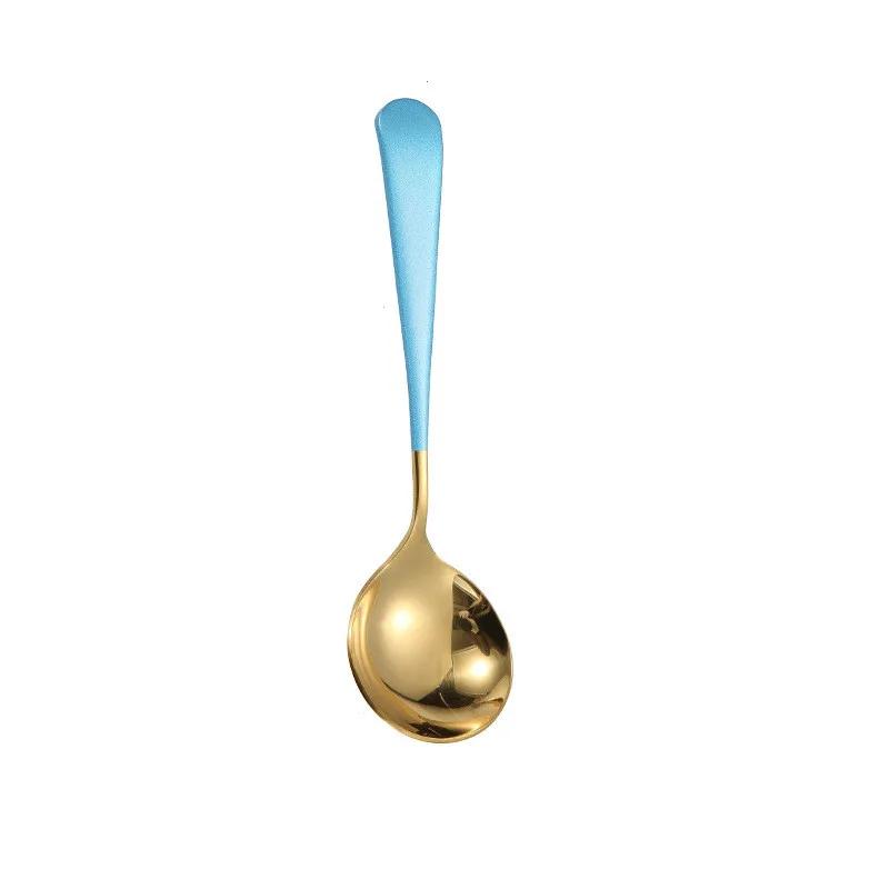 17см Круглая ложка из нержавеющей стали Милая десертная ложка Кофейная Детская Золотая Серебряная ложка Десертные ложки Кухонная Суповая