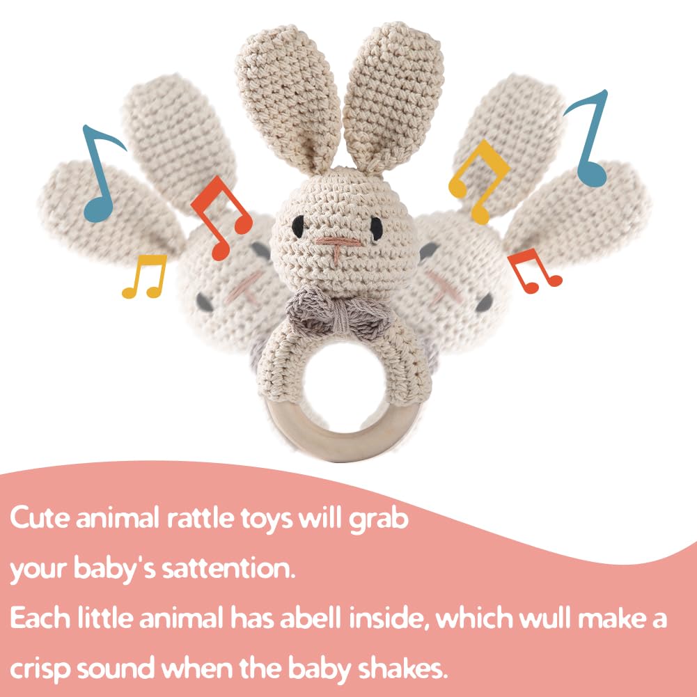 Mamimami Домашняя игрушка-погремушка Кролик-колокольчик 1 Мозговая сила Мягкая игрушка из бука, лижущая руку новорожденному, держатель для подарка, деталь, развитие, животное, погремушка, деревянная,