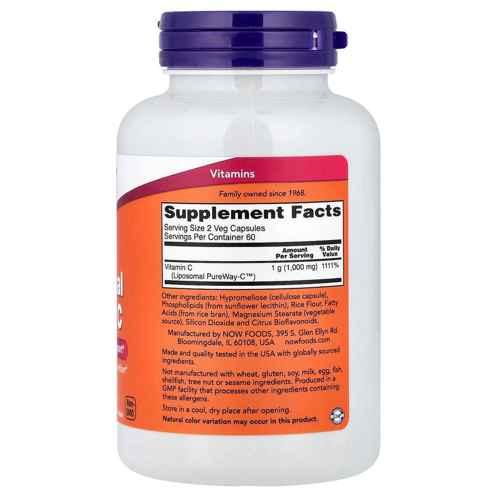 NOW Foods Liposomal Vitamin C Veggie Capsules, 120 Count
