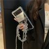 Luxury Rhinestone Beads Bracelet Chain Makeup Mirror Case For Samsung Galaxy Z Flip 4 Z Flip 3 Flip3 Zflip 5g Shockproof Cover