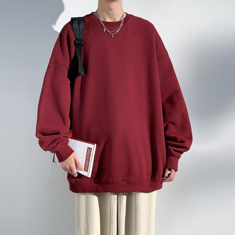 Толстовки с круглым вырезом, однотонный мужской удобный свитер на осень и зиму, свободный спущенный плечевой пояс, круглый вырез, универсальный свитер Tide