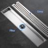 304 Stainless Steel Floor Drain Rectangle Grid Bathroom Shower Long Plate Drainage Linear Floor Drains Cover 30 50 40 20 Cm
