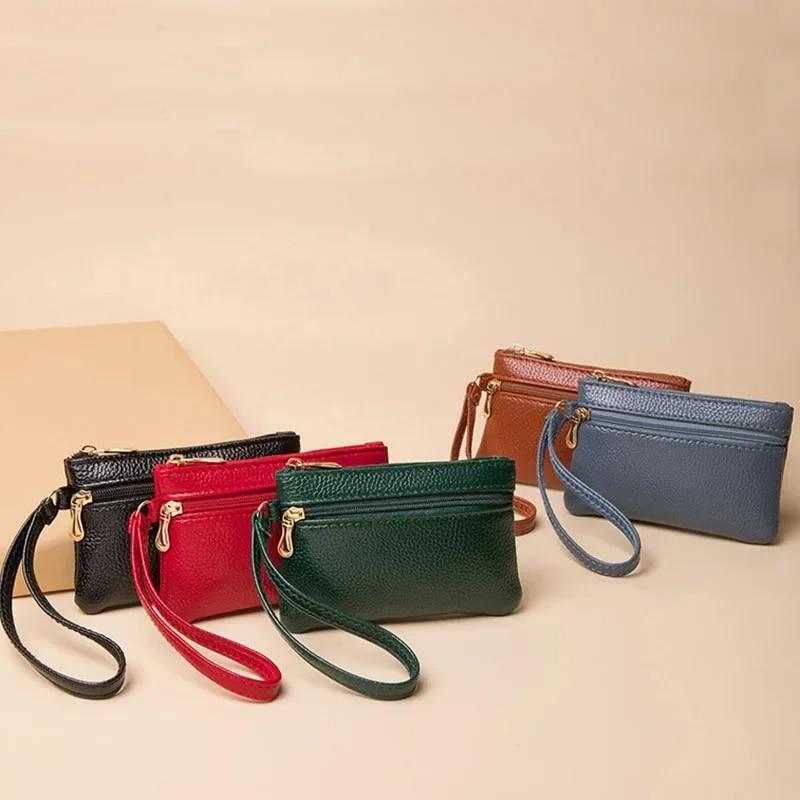 Кошелек для монет с двойной молнией и большой емкостью, женский кошелек для монет, кредитных карт, держатель для удостоверений личности, карманы, кошелек для хранения наушников на молнии