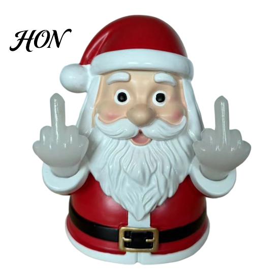 Resin Desk Light for Bedroom Christmas Middle Finger Light, Naughty Santa Claus Reindeer Giving Lamp with LED Creative Wall Mounted Night Warm
