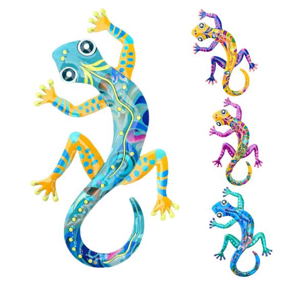 Металлический декор для стен в виде геккона, настенная красочная фигурка геккона, настенное искусство, украшение в виде геккона для сада, внутреннего и наружного декора, подарок на новоселье