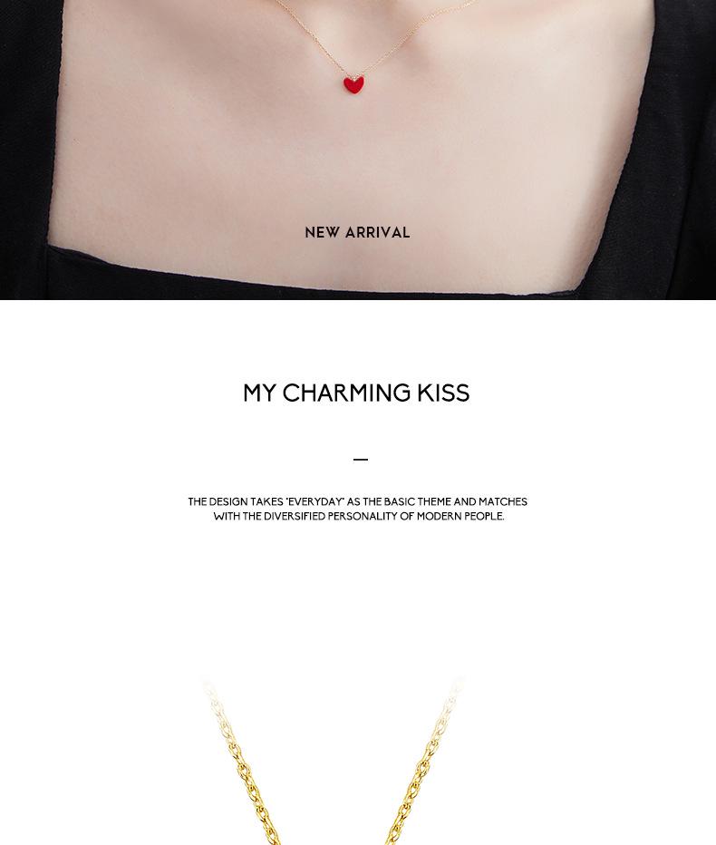 Колье из серебра 925 пробы с красным кораллом и позолоченной 14-каратным золотом подвеской в форме сердца - Женские летние украшения класса люкс, Не тускнеющие