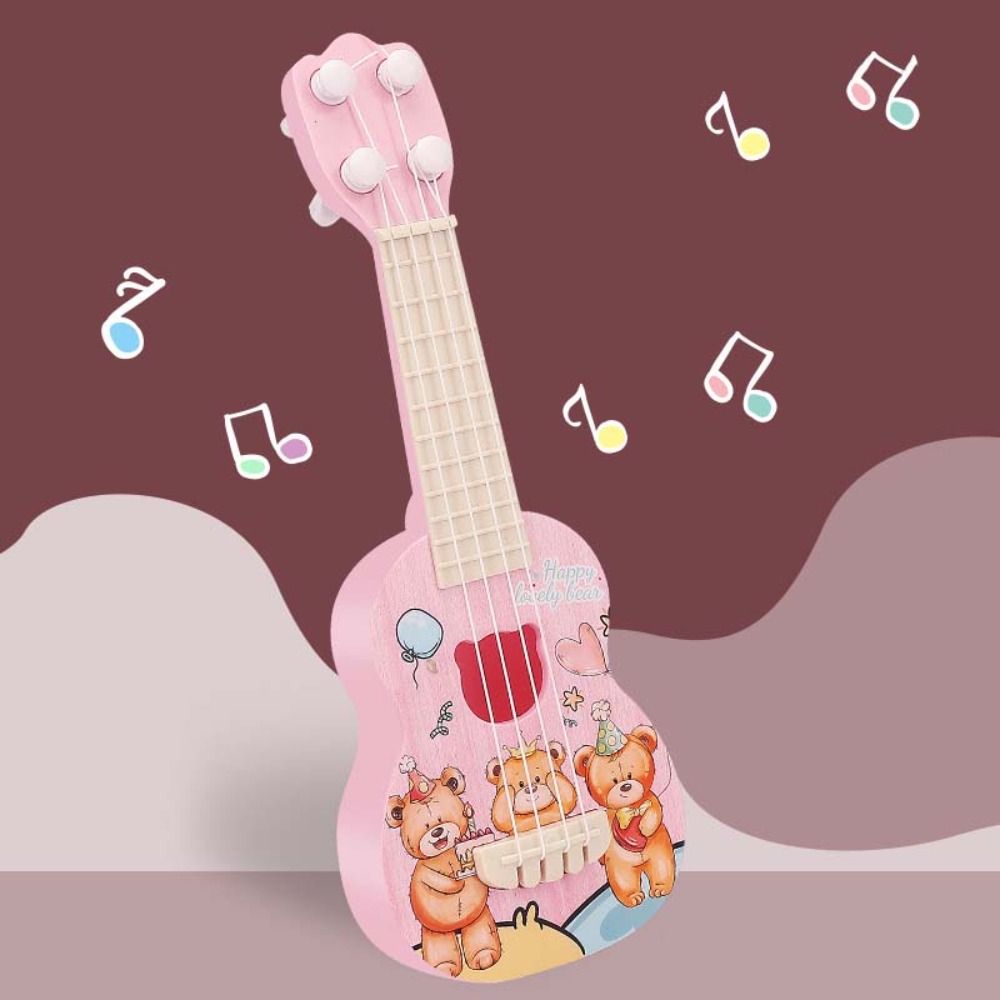 4 Strings Simulation Ukulele Toy Adjustable String Knob Small Guitar Toy  Children Toys
